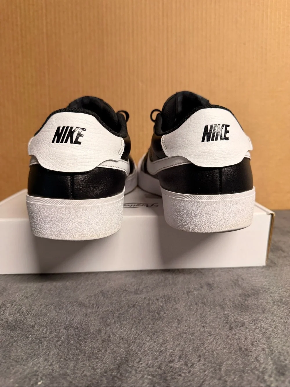 Nike Court Shot Men’s Sneakers Black White Leather Size 12